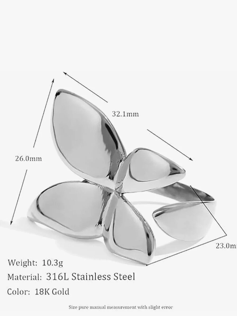 Flexible Silver Floral Petal Ring